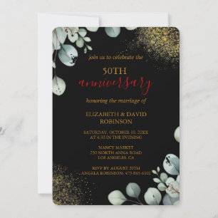 Modern Gold Black 50. Hochzeitstag Einladung