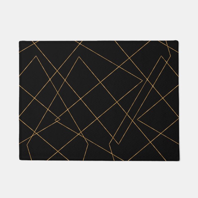 Modern Gold & Black Geometric Strokes Design Fußmatte (Vorderseite)