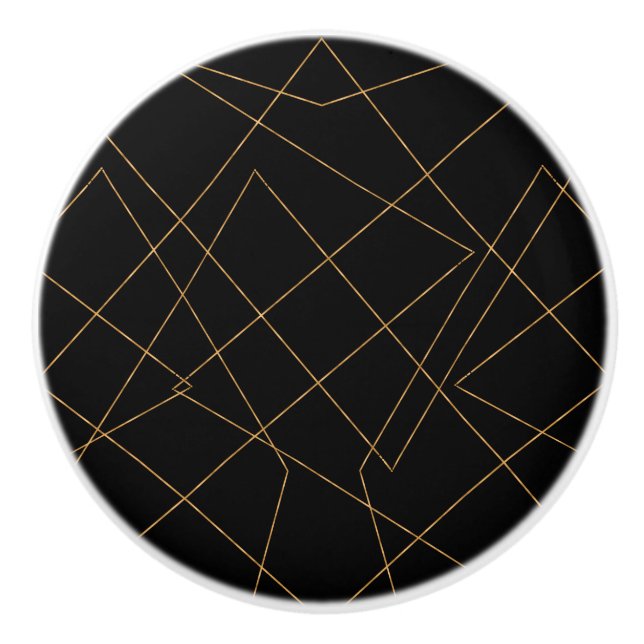 Modern Gold & Black Geometric Strokes Design Keramikknauf (Vorderseite)