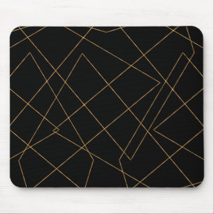 Modern Gold & Black Geometric Strokes Design Mousepad