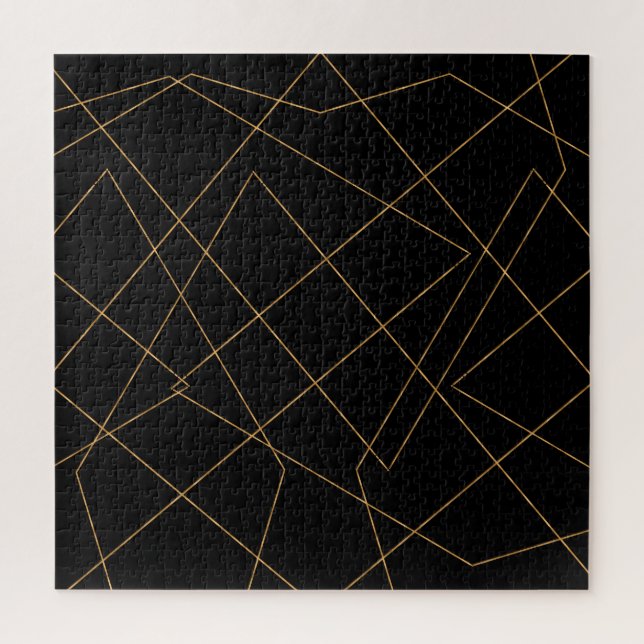 Modern Gold & Black Geometric Strokes Design Puzzle (Vertikal)