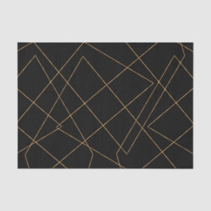 Modern Gold & Black Geometric Strokes Design Seidenpapier