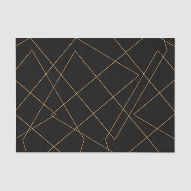 Modern Gold & Black Geometric Strokes Design Seidenpapier (Vorderseite)