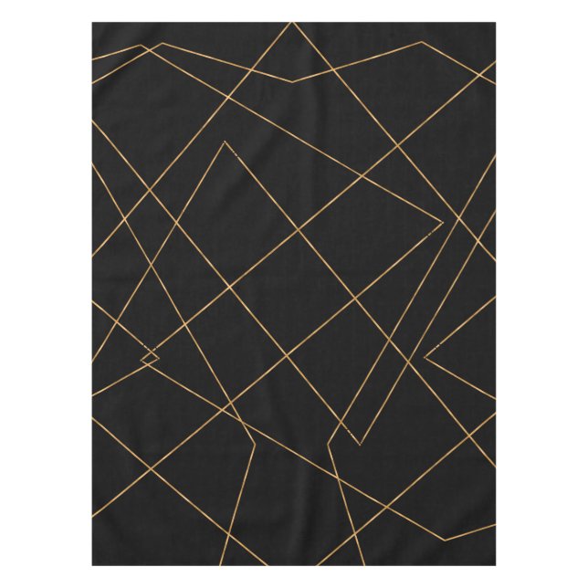 Modern Gold & Black Geometric Strokes Design Tischdecke (Vorderseite)