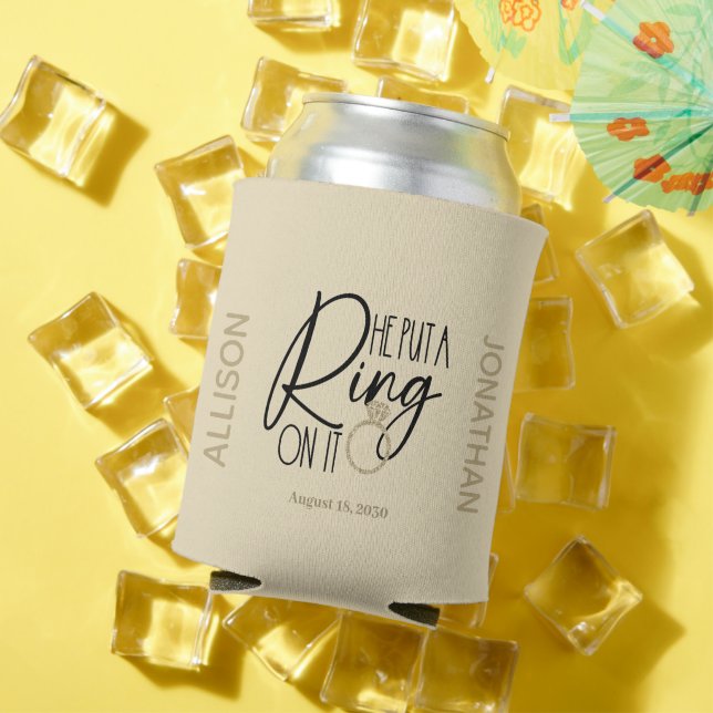 Modern Gold Black Name Er setzte einen Ring darauf Dosenkühler (In Situ Sommer)