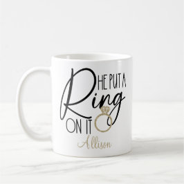 Modern Gold Black Name Er setzte einen Ring darauf Kaffeetasse