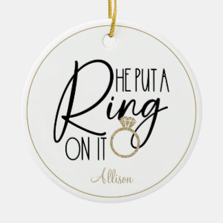Modern Gold Black Name Er setzte einen Ring darauf Keramik Ornament