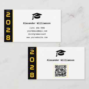 Modern Gold Black QR Code Abschluss Name Card Telefonnummerkarte