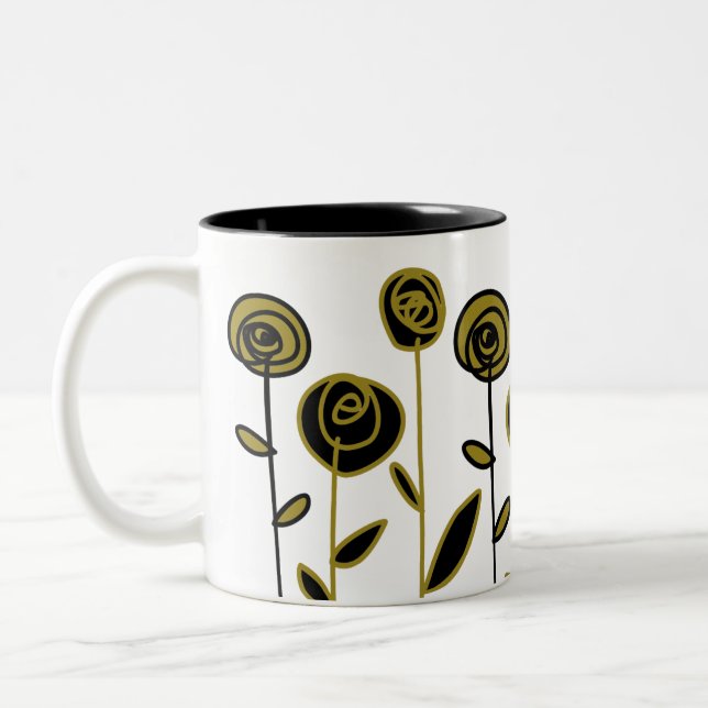 Modern Gold Black und White Zweifarbige Tasse (Links)