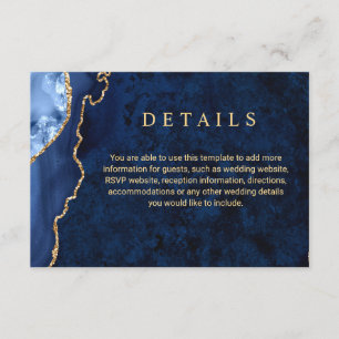 Modern Gold Blue Wedding Details - Eintrittskarte Begleitkarte