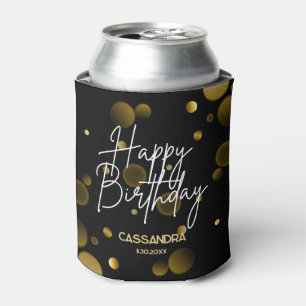 Modern Gold Bokeh Gradient Black Happy Birthday Dosenkühler