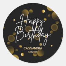 Modern Gold Bokeh Gradient Black Happy Birthday