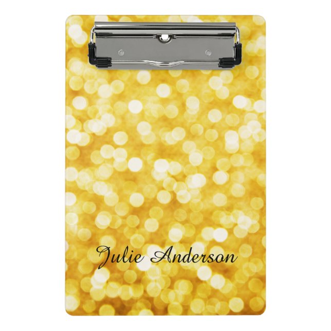 Modern Gold Bokeh Mini Clipboard Klemmbrett (Vorderseite)