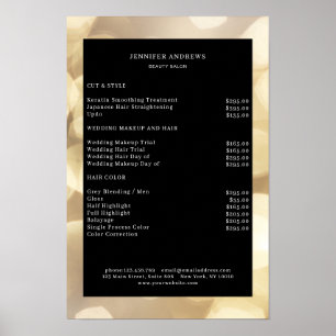 Modern Gold Bokeh Preisliste Poster