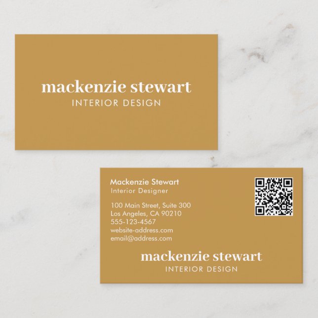 Modern Gold Bold Professional QR Code Visitenkarte (Vorne/Hinten)