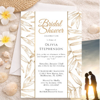 Modern Gold Botanical Bridal Shower Celebration Einladung