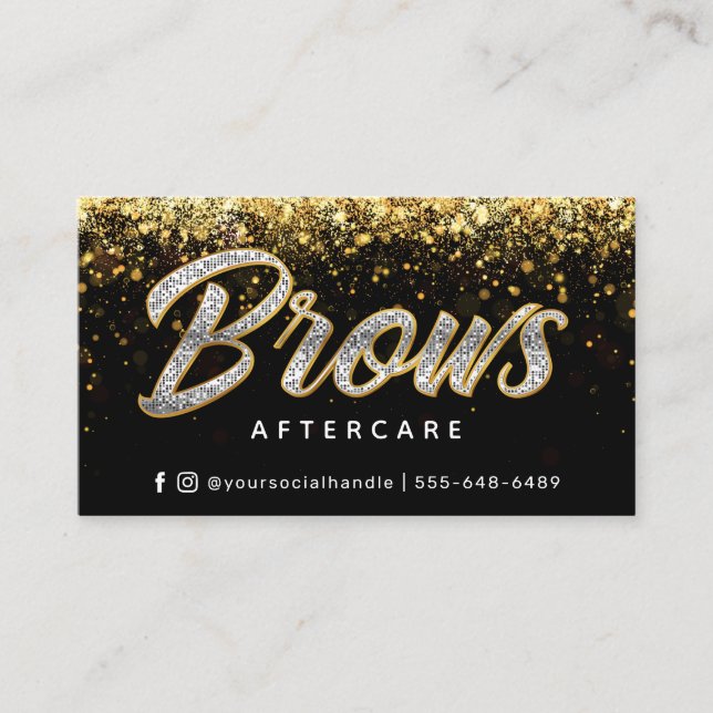 Modern Gold Brows Aftercare PMU Card Visitenkarte (Vorderseite)