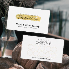 Modern Gold Brush Stroke Bakery Loyalty Visitenkarte