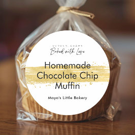 Modern Gold Brush Stroke Bakery Product Runder Aufkleber