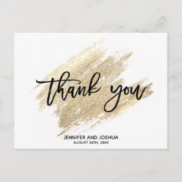 Modern Gold Brush Stroke Wedding Vielen Dank | FOT Postkarte