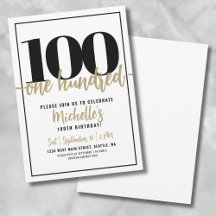 Modern Gold Calligraphy 100. Geburtstagsparty