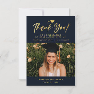 Modern Gold Calligraphy Simple GRAD Dankeschön Kar Einladung