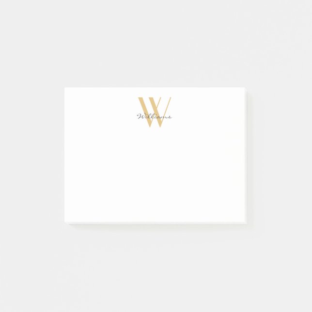 Modern Gold Chic Monogram Name Skript Einfach Post-it Klebezettel (Vorderseite)