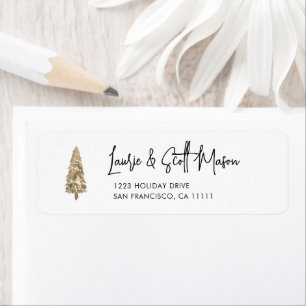 Modern Gold Christmas Tree Rücksendeadresse Label