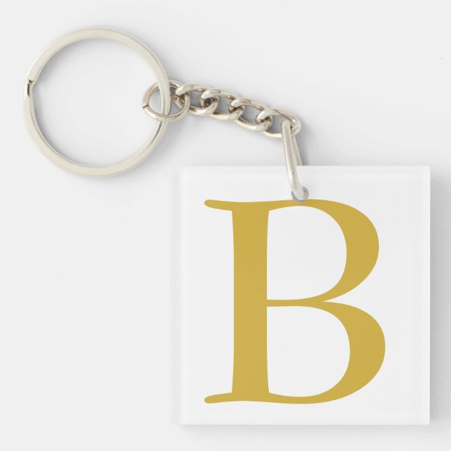 Modern Gold Color Monogram Add Name Initial Schlüsselanhänger (Vorderseite)