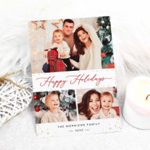 Modern Gold Confetti Happy Holidays Script 3 Foto