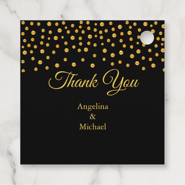 Modern Gold Confetti Vielen Dank Geschenkanhänger (Rückseite)