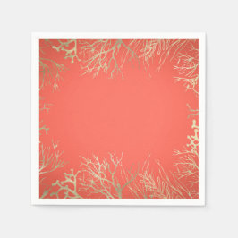 Modern Gold Coral Orange Eleganter Strand Hochzeit Serviette