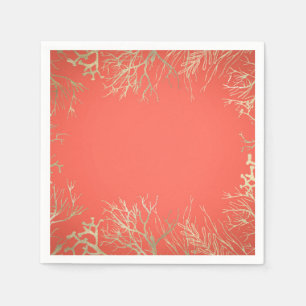 Modern Gold Coral Orange Eleganter Strand Hochzeit Serviette