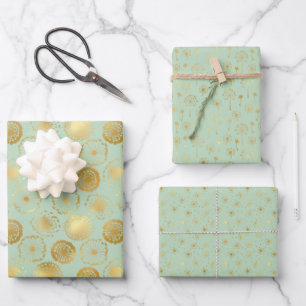 Modern Gold Dandelion Geschenkpapier Set