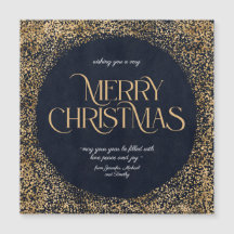 Modern Gold Dark Blue Elegant Frohe Weihnachten