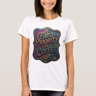 Modern Gold ERSTES GEBOT IST KAFFEE Zitat-Shirt T-Shirt