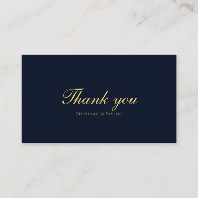 Modern Gold Floral Blue Wedding Danke Karte (Vorderseite)