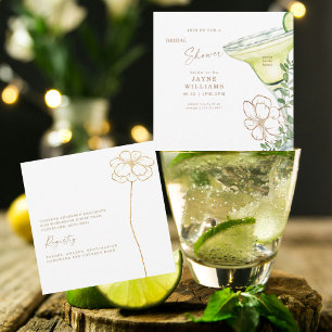 Modern Gold Floral Margarita Brautparty Einladung