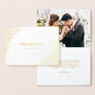 Modern Gold Foil Confetti Dots Wedding Vielen Dank Folienkarte