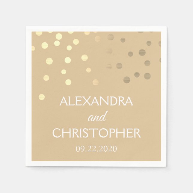 Modern Gold Foil Confetti Wedding Serviette (Vorderseite)
