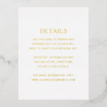 Modern Gold Foil Einfache Hochzeitskarte Folie Einladungspostkarte<br><div class="desc">Moderne Goldfolie Hochzeitsdetails Gehäuse Karte mit einem einfachen,  minimalistischen Design in einem vertikalen Layout. Ein einfaches und schlichtes Design,  das immer noch elegant wirkt.</div>