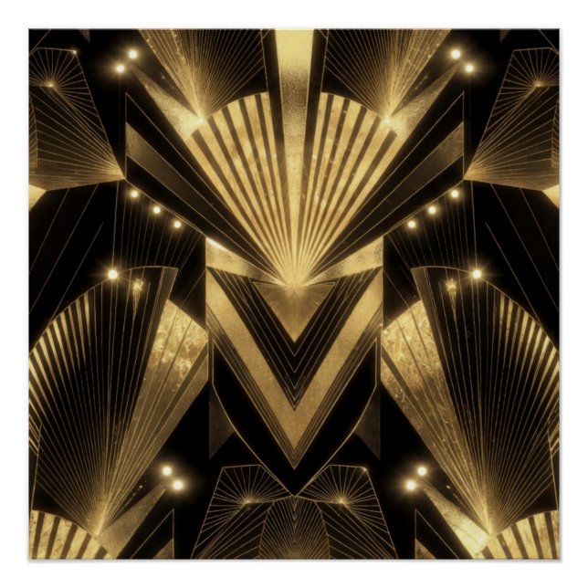 Modern Gold Foil Elegance Neo Art Deco  Poster (Vorderseite)