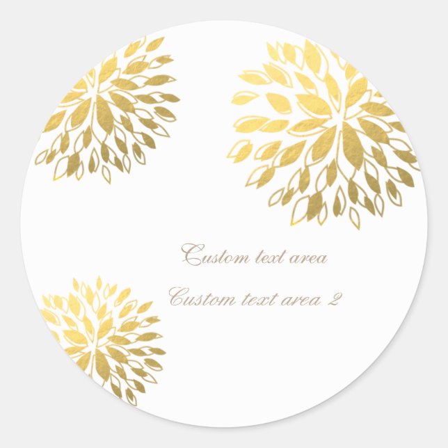 Modern Gold Foil Floral Weiß Sticker (Vorderseite)