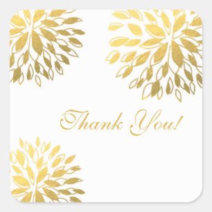Modern Gold Foil Floral Weiß Sticker
