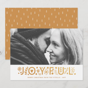 Modern Gold Foil Joyful Christmas Foto White Feiertagskarte