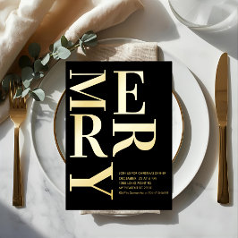 Modern Gold Foil “MERRY” Christmas Party Folieneinladung