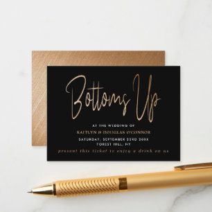 Modern Gold Foil Script Free Drink Ticket Begleitkarte