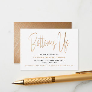 Modern Gold Foil Script Gratis Drink Ticket Begleitkarte