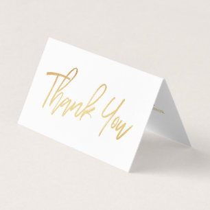 Modern Gold Foil Script Wedding Dankeschön Card Visitenkarten