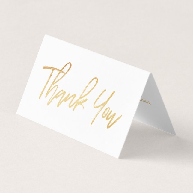 Modern Gold Foil Script Wedding Dankeschön Card Visitenkarten (Vorderseite)